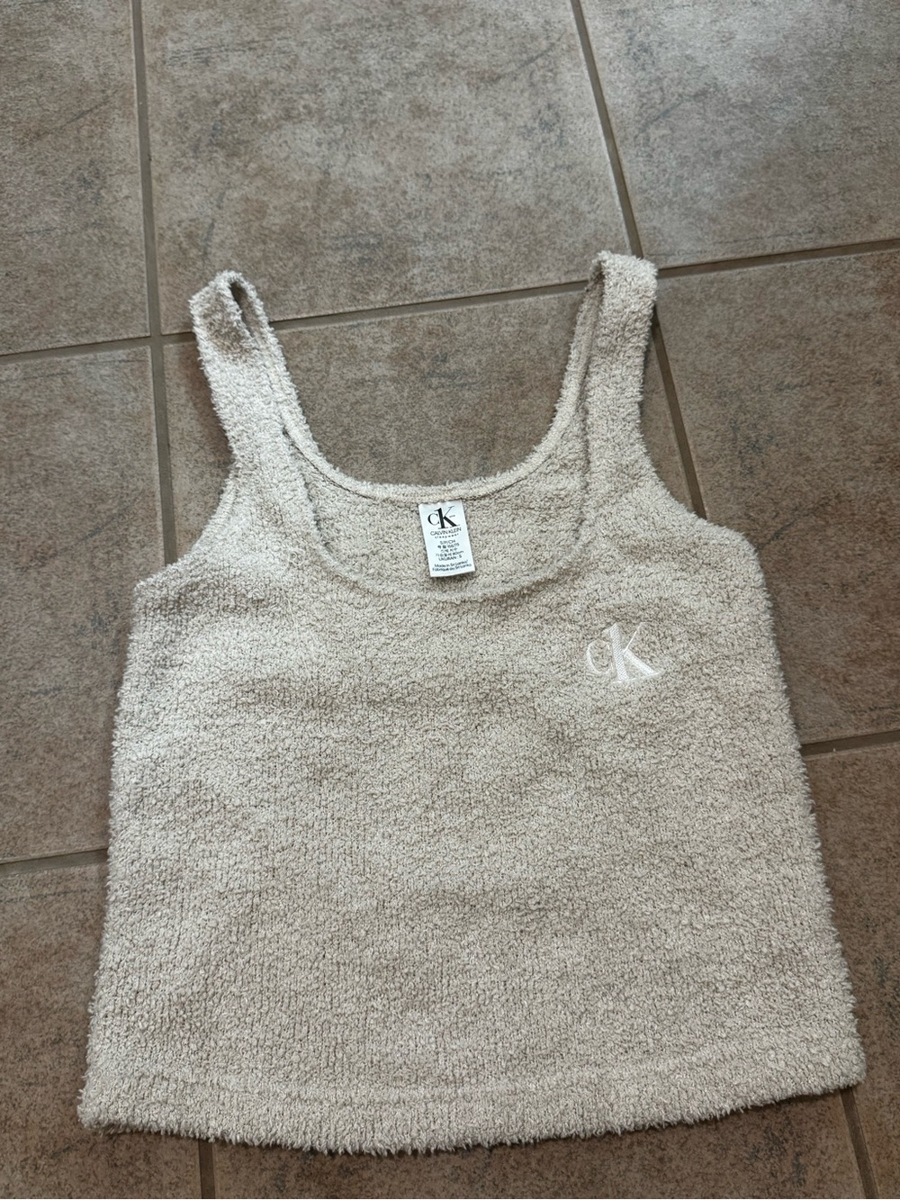 Calvin Klein Beige Plush Tank with CK Logo